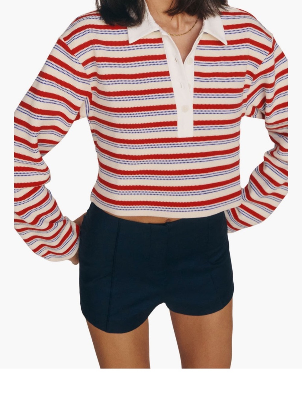Reformation Anna Rugby Crop Knit Top